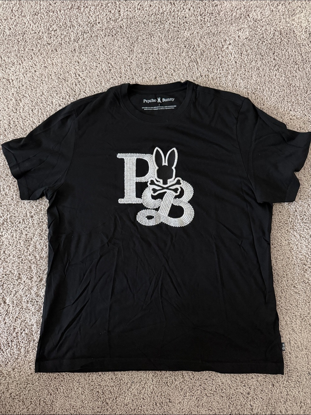Psycho Bunny Black Short Sleeve Tee with White Logo